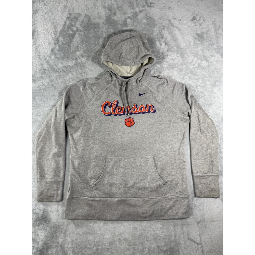 Clemson Tigers Nike Hoodie Womens XL Grey Therma Fit Pullover